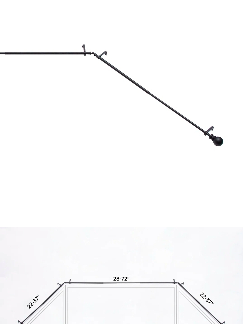 Adjustable Black Curtain Rod with Ball Finial